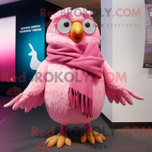 Pink Quail mascot costume...