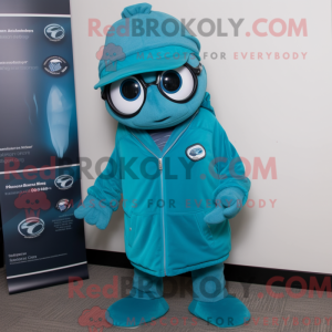 Teal Gyro mascot costume...