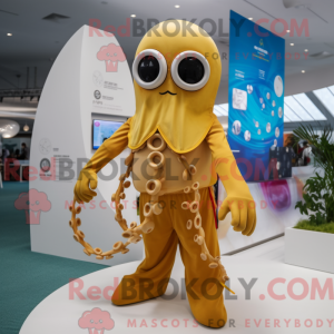 Gold Octopus maskot drakt...