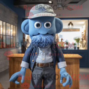 Blå Kraken maskot kostume...