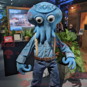 Blå Kraken-maskotdraktfigur...