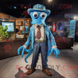 Blue Kraken mascot costume...
