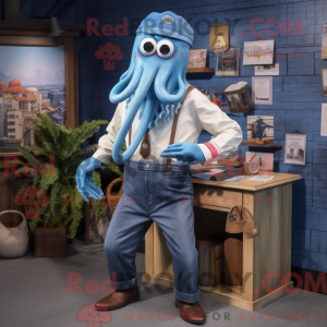 Blue Kraken mascot costume...