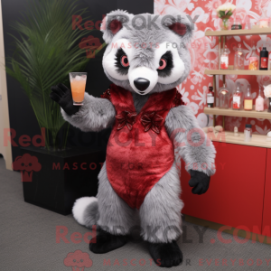 Gray Red Panda mascot...