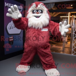 Maroon Yeti mascot costume...