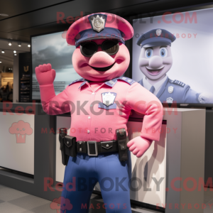 Pink Police Officer mascot...