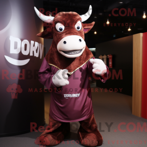 Maroon Zebu-mascottekostuum...