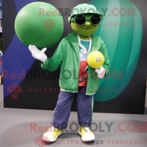 Green Juggle mascot costume...
