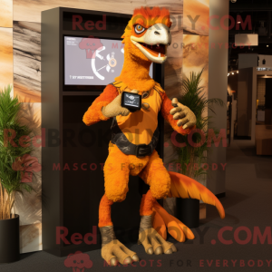 Orange Utahraptor mascot...