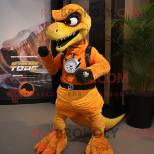 Orange Utahraptor maskot...