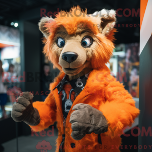Orange Hyena mascot costume...