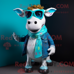 Turquoise Jersey Cow mascot...
