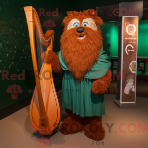 Rust Celtic Harp mascot...