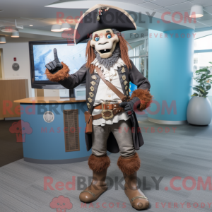 Gray Pirate mascot costume...