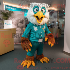 Teal Eagle mascot costume...