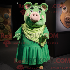 Green Pig maskot kostume...