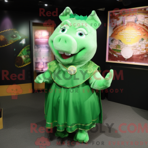 Green Pig mascot costume...