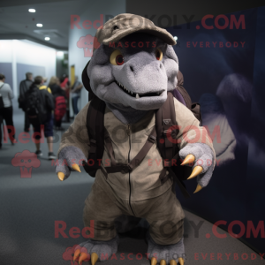 Grå T Rex maskot kostume...