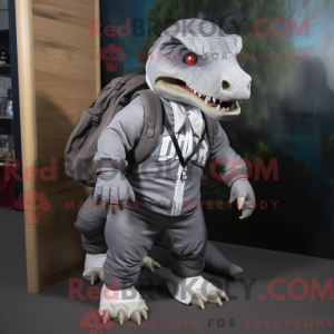 Gray T Rex mascot costume...