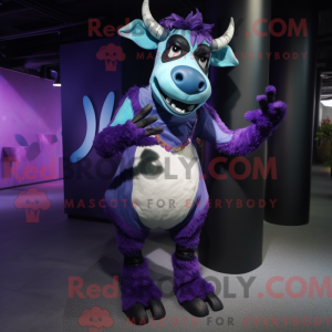 Purple Zebu mascot costume...