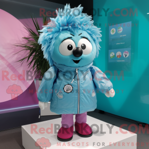 Cyan hindbær maskot kostume...