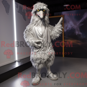 Silver Emu mascot costume...