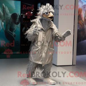 Silver Emu mascot costume...