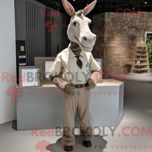 Beige Donkey mascot costume...