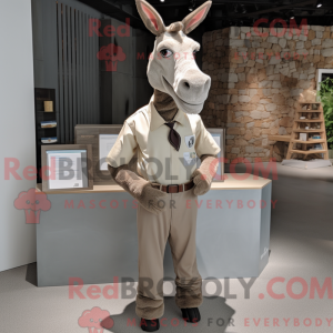 Beige æsel maskot kostume...