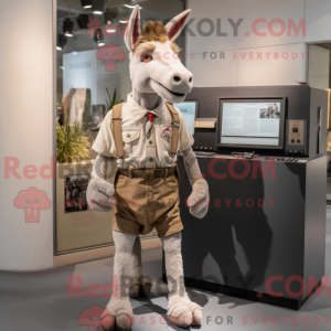 Beige Donkey mascot costume...