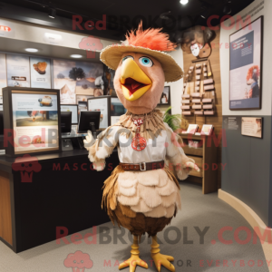 Tan Rooster mascot costume...