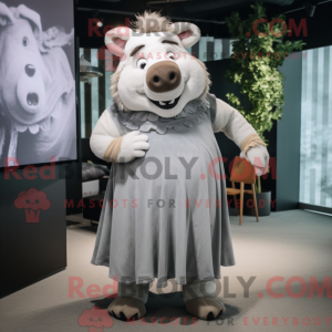Gray Sow mascot costume...