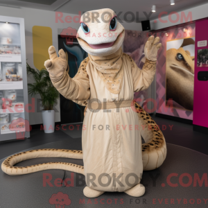 Beige Python mascot costume...