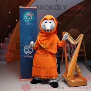 Orange Celtic Harp mascot...
