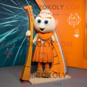Orange Celtic Harp mascot...