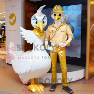 Gold Swans mascot costume...