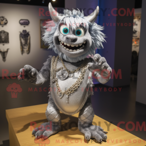 Sølv Demon maskot drakt...
