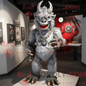 Silver Demon mascot costume...