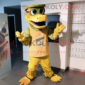 Gold Krokodille maskot...