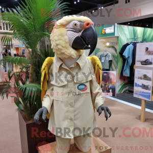 Beige Macaw mascot costume...