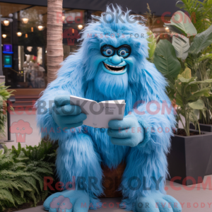 Blue Sasquatch mascot...