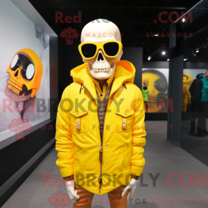 Yellow Skull mascot costume...