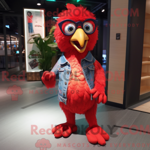 Röd papegøye maskot drakt...