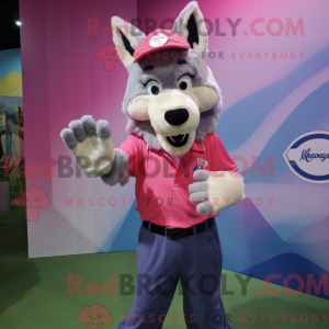 Pink Say Wolf Maskottchen...