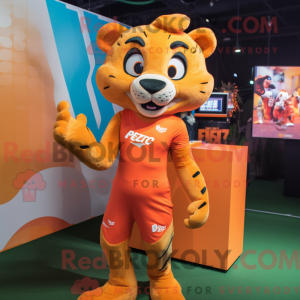Orange Puma mascot costume...