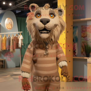Tan Smilodon maskot kostume...