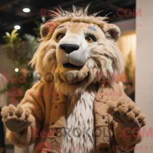 Tan Smilodon maskot kostume...