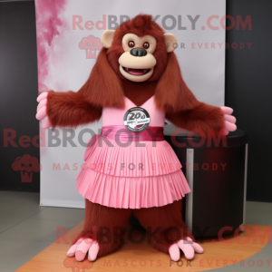 Pink orangutang maskot...