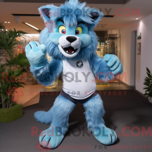 Sky Blue Werewolf mascot...