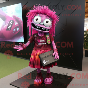 Magenta Zombie Maskottchen...